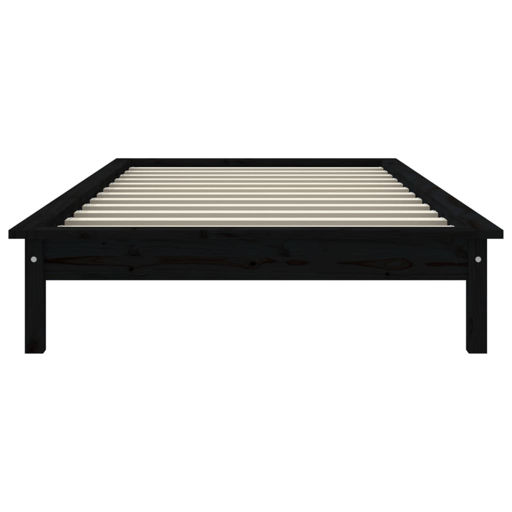 Cadre de lit sans matelas noir 100x200 cm bois massif