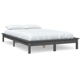 Cadre de lit sans matelas gris 120x200 cm bois massif