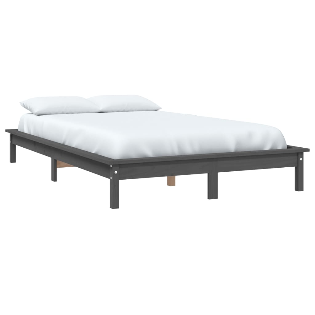 Cadre de lit sans matelas gris 120x200 cm bois massif