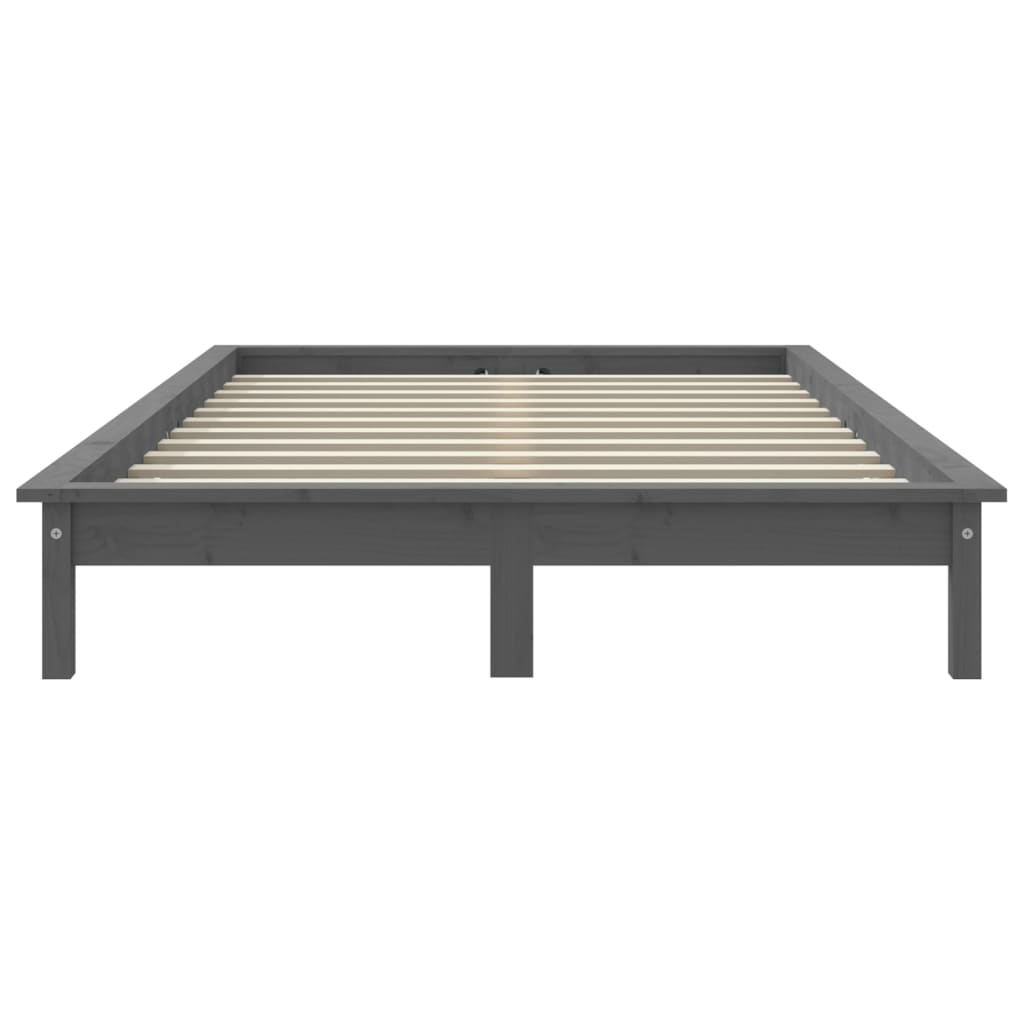 Cadre de lit sans matelas gris 120x200 cm bois massif