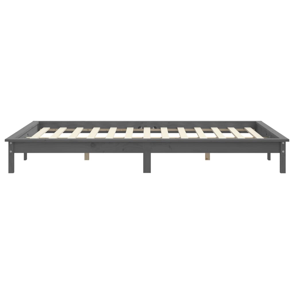 Cadre de lit sans matelas gris 120x200 cm bois massif