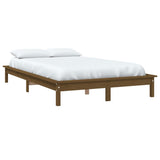 Cadre de lit sans matelas marron miel 120x200 cm bois massif