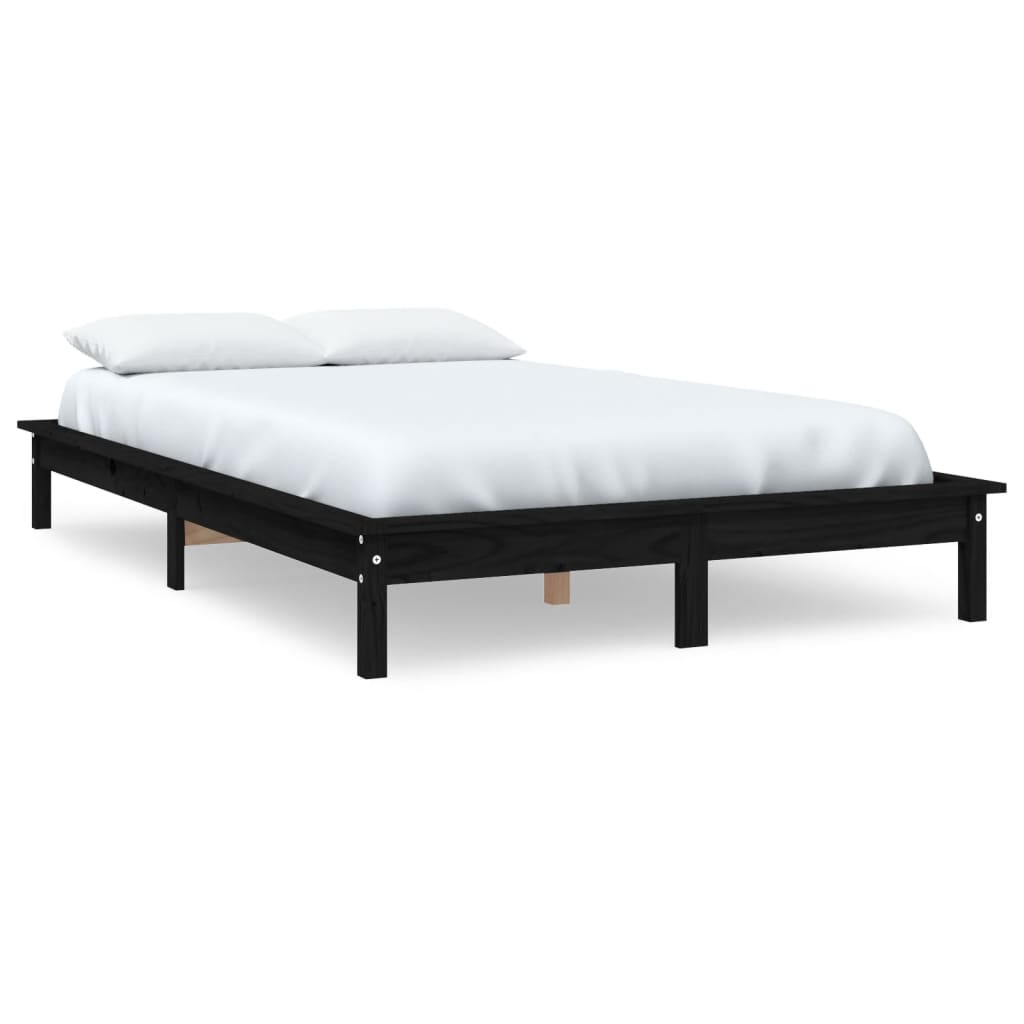 Cadre de lit sans matelas noir 120x200 cm bois massif