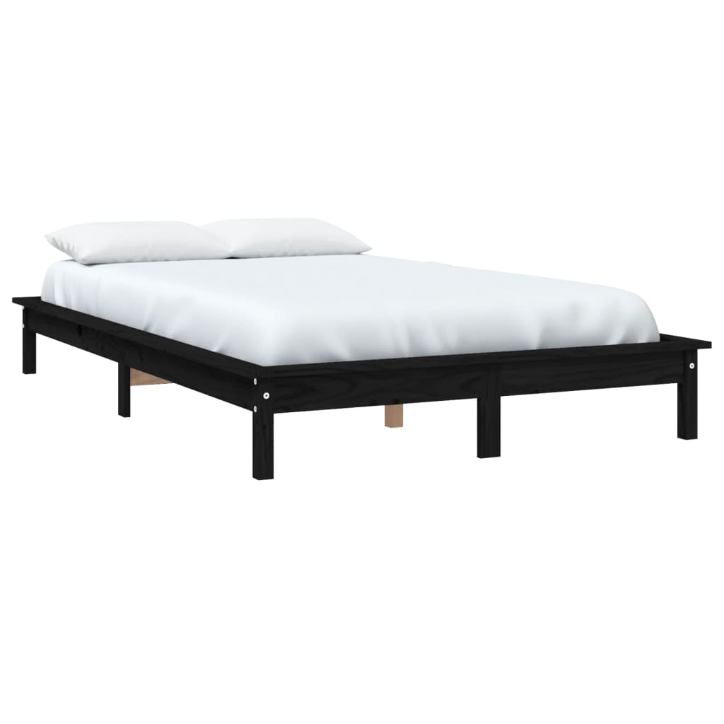 Cadre de lit sans matelas noir 120x200 cm bois massif