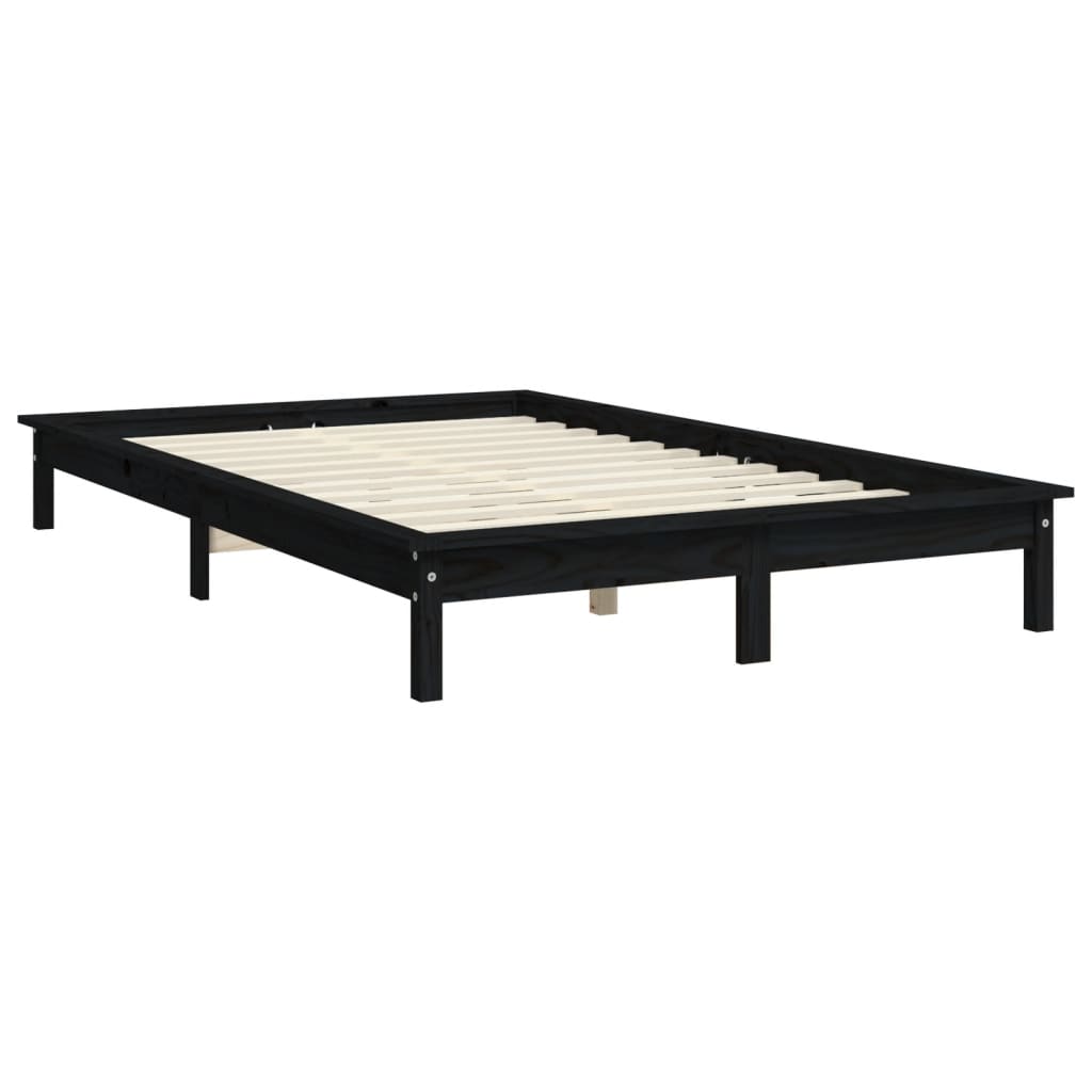 Cadre de lit sans matelas noir 120x200 cm bois massif