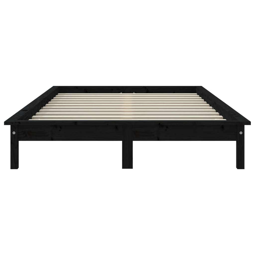 Cadre de lit sans matelas noir 120x200 cm bois massif