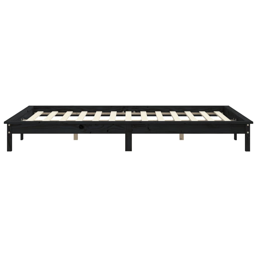 Cadre de lit sans matelas noir 120x200 cm bois massif