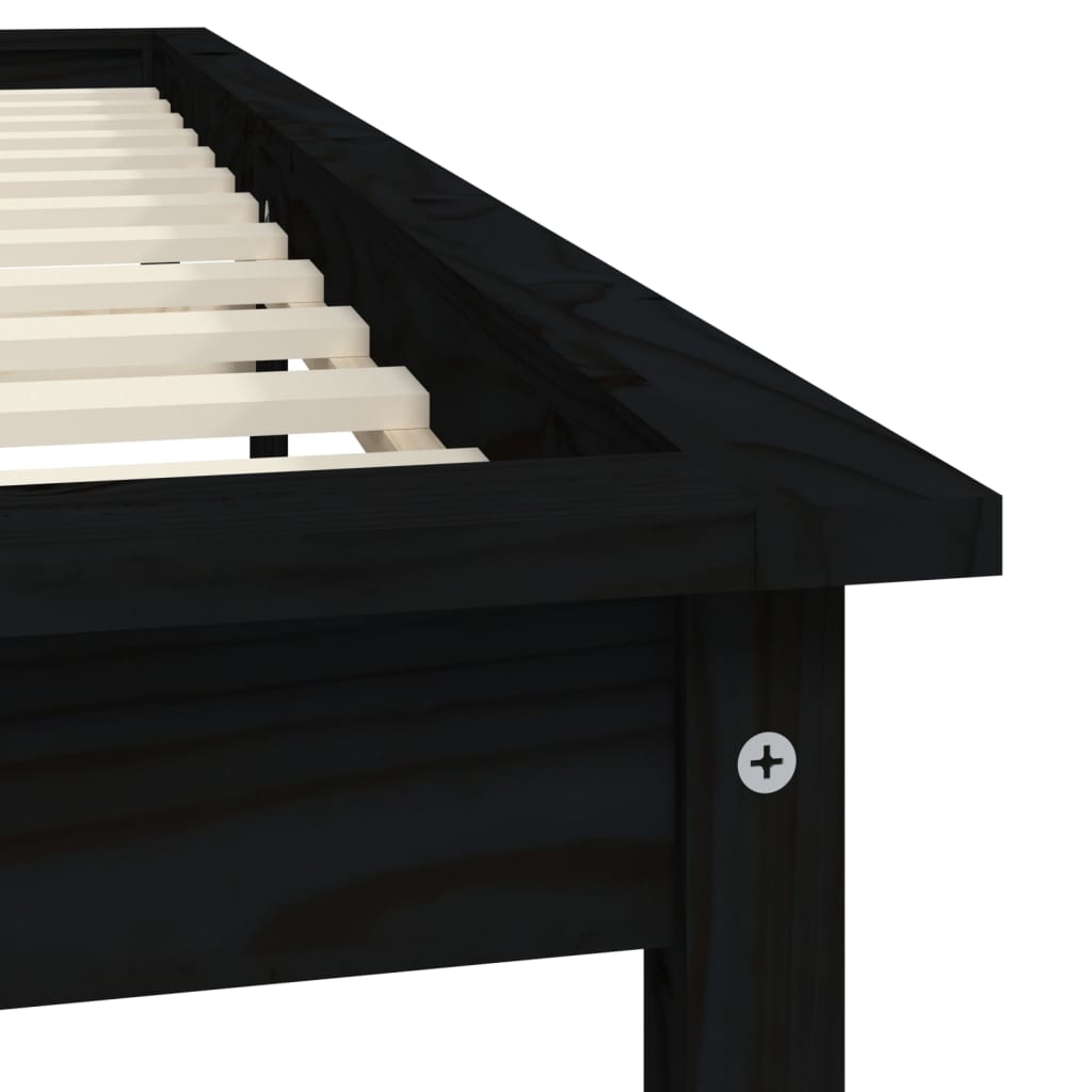 Cadre de lit sans matelas noir 120x200 cm bois massif