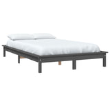 Cadre de lit sans matelas gris 140x200 cm bois massif