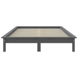 Cadre de lit sans matelas gris 140x200 cm bois massif