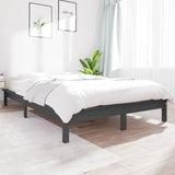 Cadre de lit sans matelas gris 140x200 cm bois massif