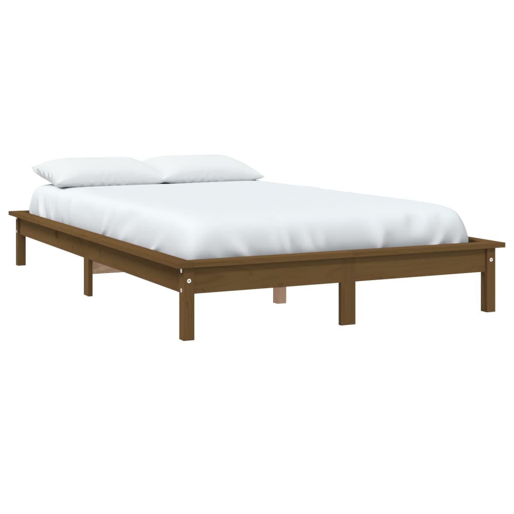 Cadre de lit sans matelas marron miel 140x200 cm bois massif