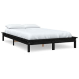 Cadre de lit sans matelas noir 140x200 cm bois massif