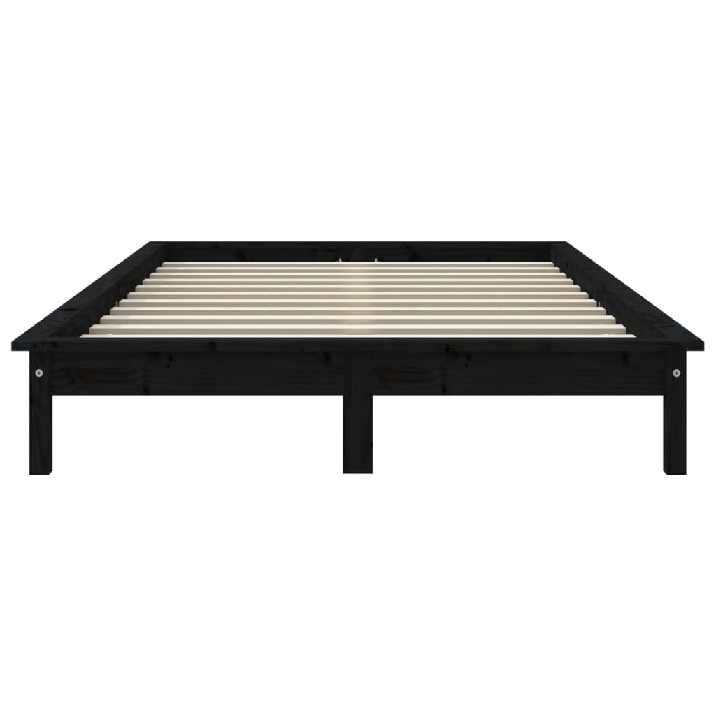 Cadre de lit sans matelas noir 140x200 cm bois massif