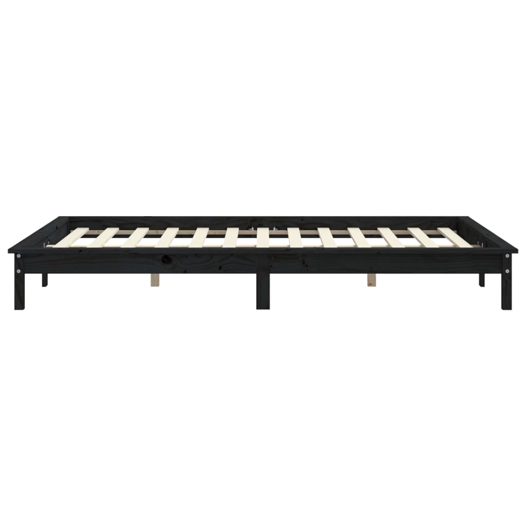 Cadre de lit sans matelas noir 140x200 cm bois massif