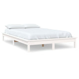 Cadre de lit sans matelas blanc bois de pin massif