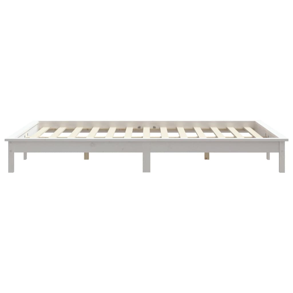 Cadre de lit sans matelas blanc bois de pin massif