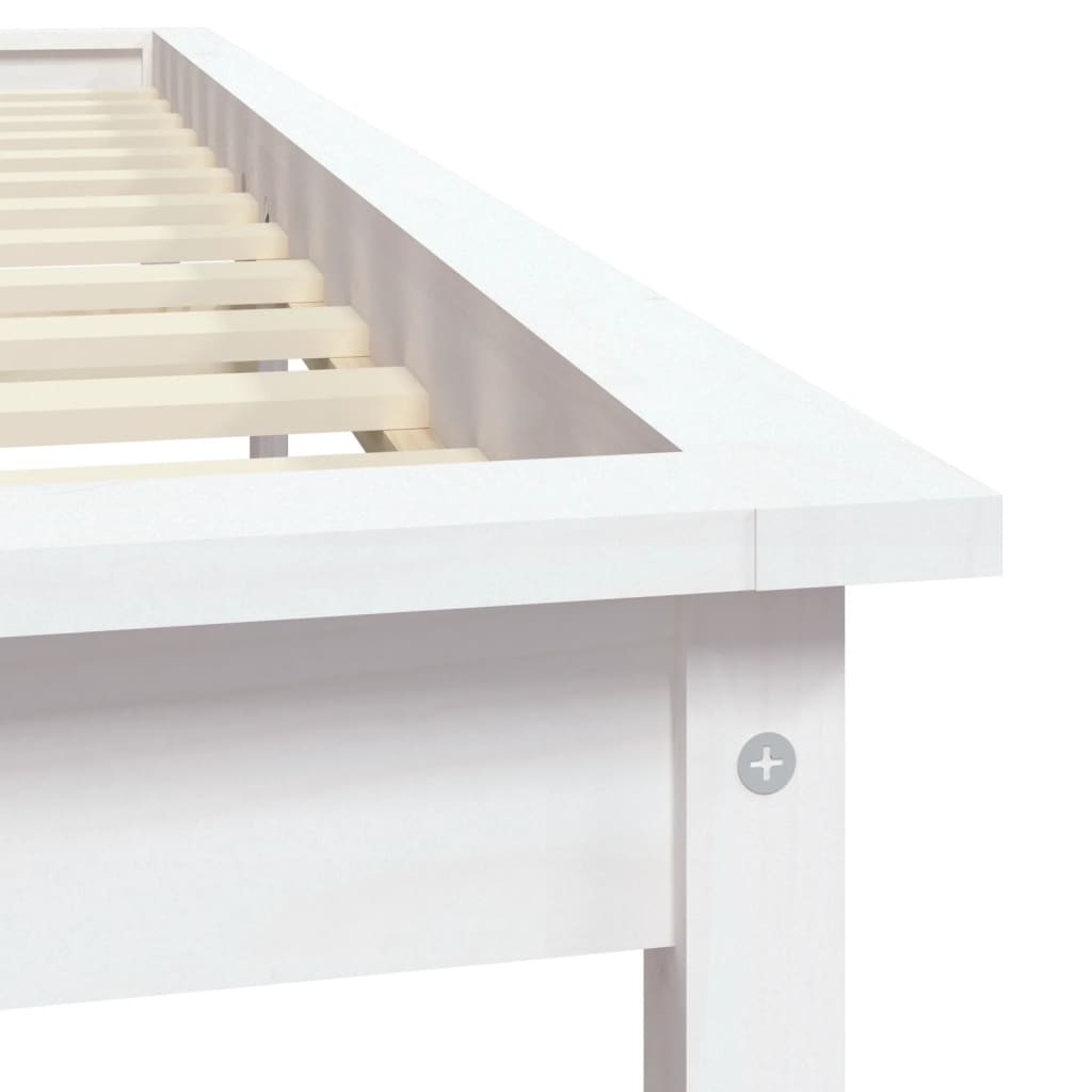 Cadre de lit sans matelas blanc bois de pin massif