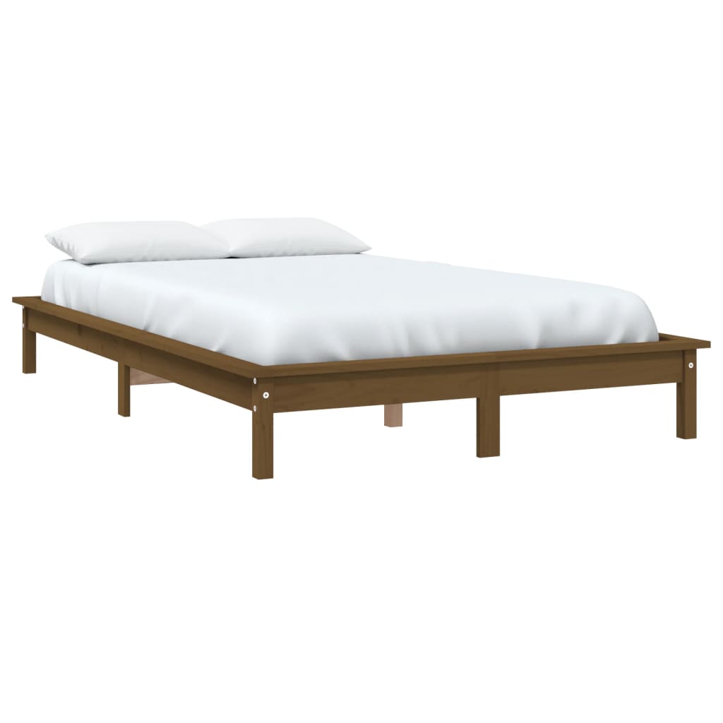 Cadre de lit sans matelas marron miel 160x200 cm bois massif