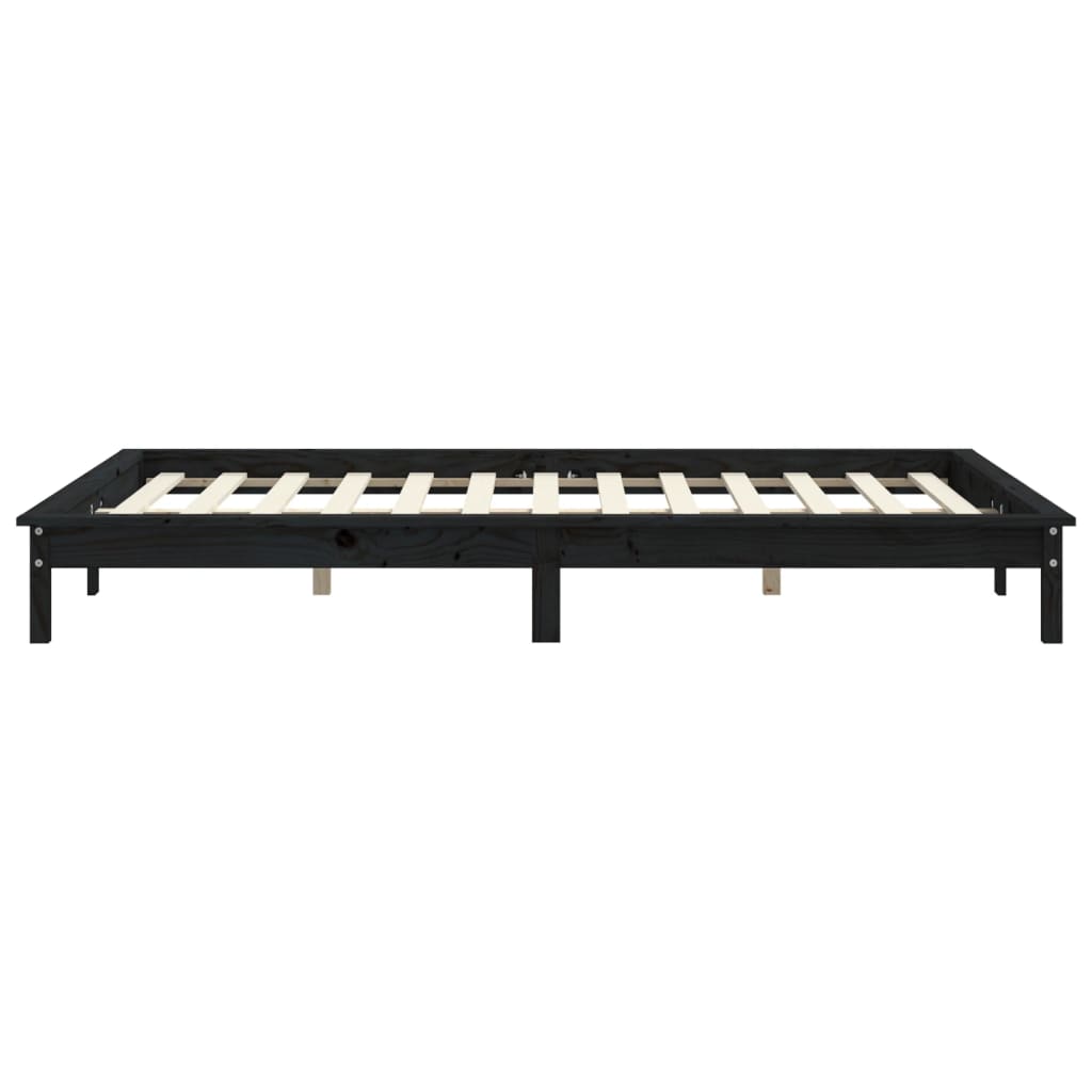 Cadre de lit sans matelas noir 160x200 cm bois massif