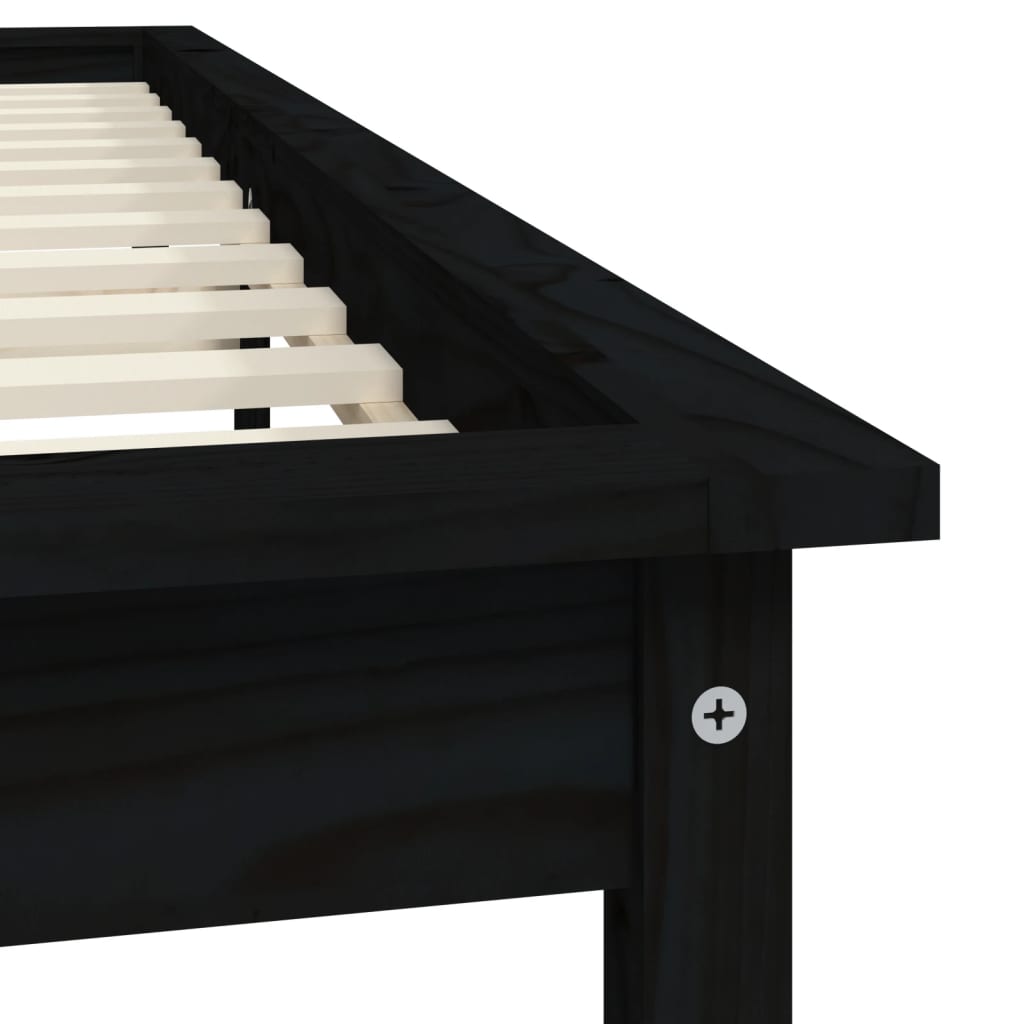 Cadre de lit sans matelas noir 160x200 cm bois massif