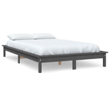 Cadre de lit sans matelas gris 200x200 cm bois massif