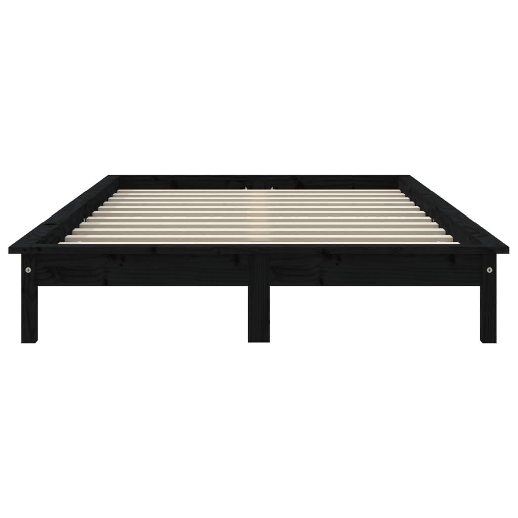 Cadre de lit sans matelas noir 200x200 cm bois massif