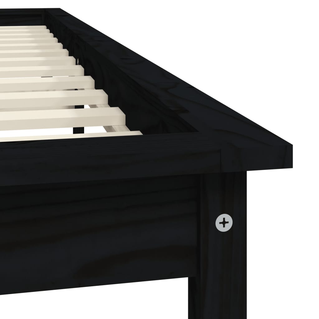 Cadre de lit sans matelas noir 200x200 cm bois massif