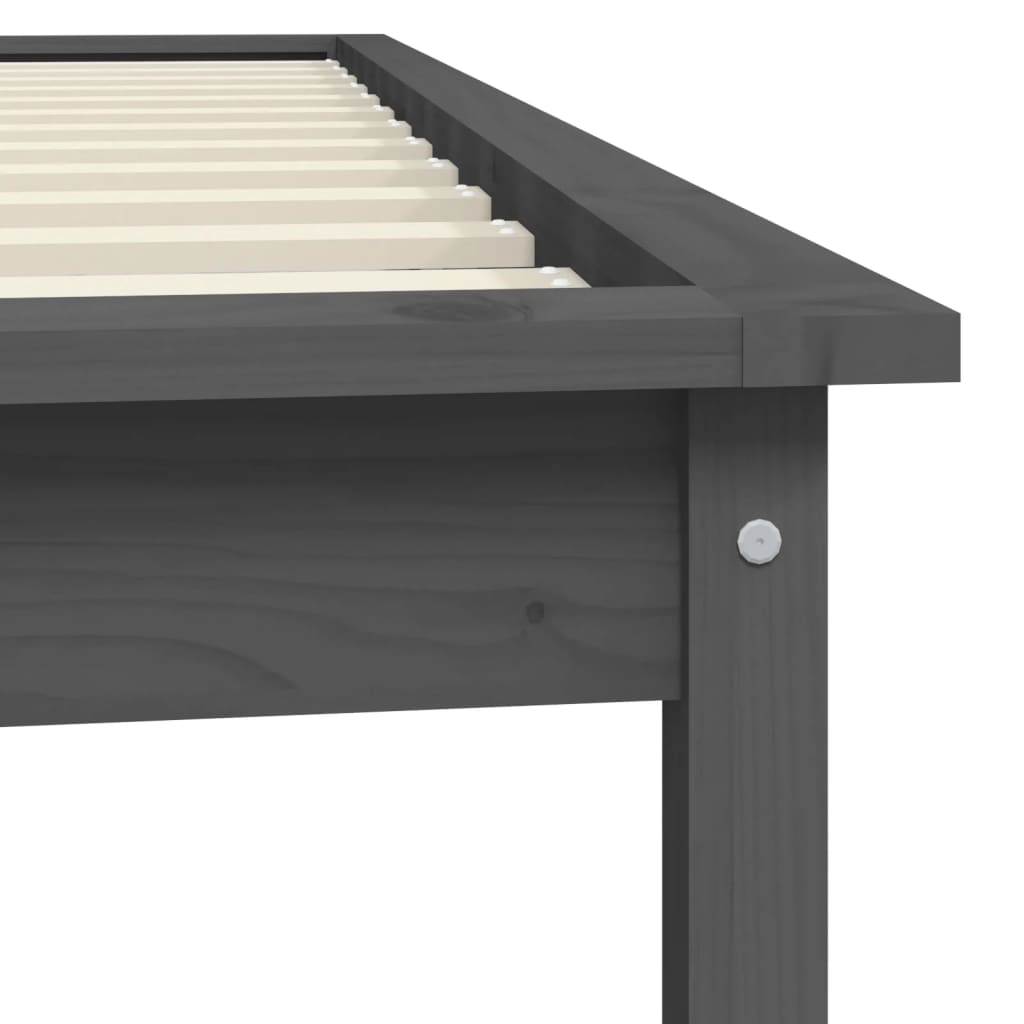 Cadre de lit sans matelas gris bois massif