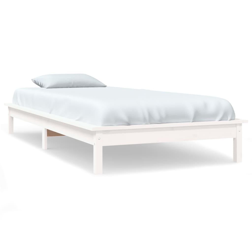 Cadre de lit sans matelas blanc bois massif