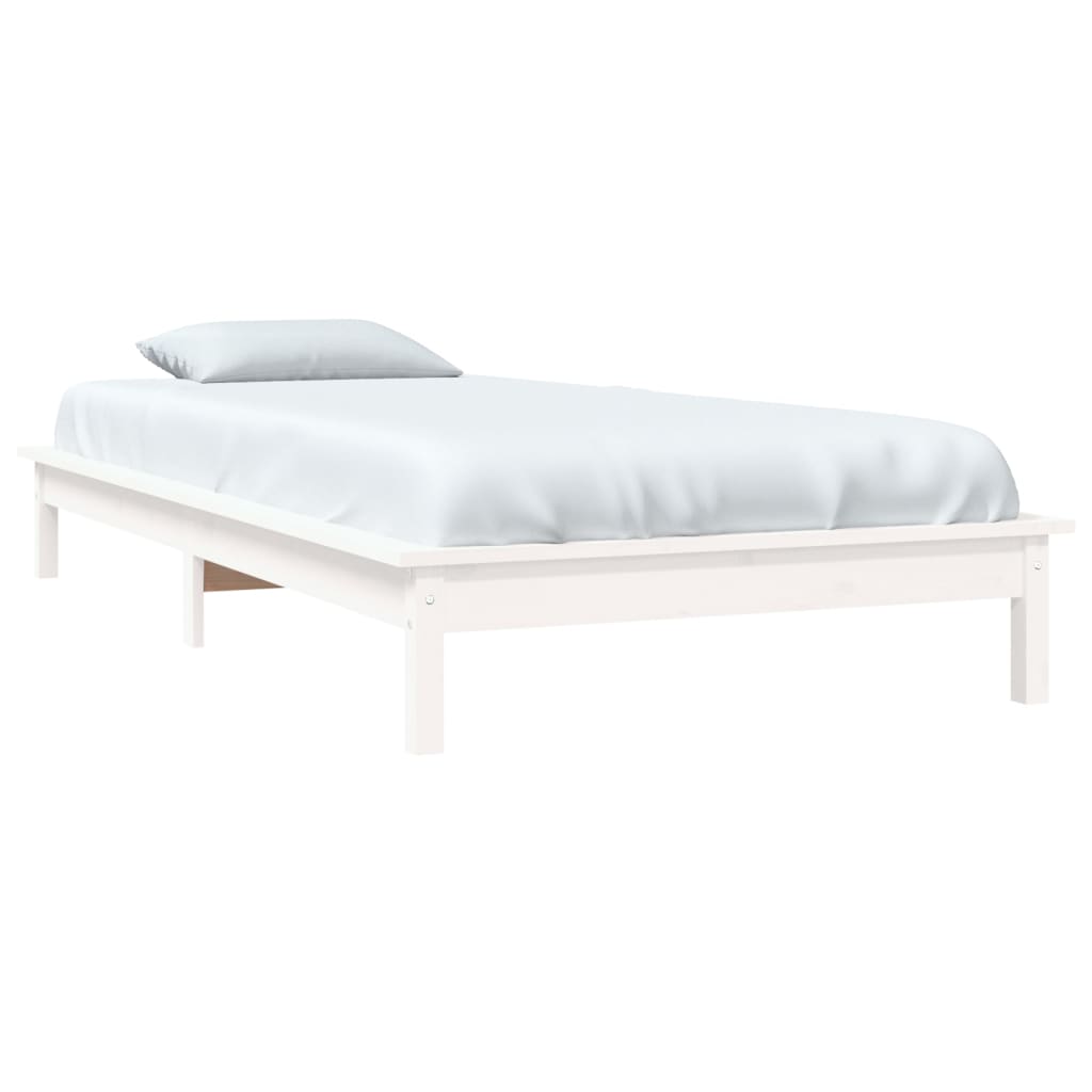 Cadre de lit sans matelas blanc bois massif