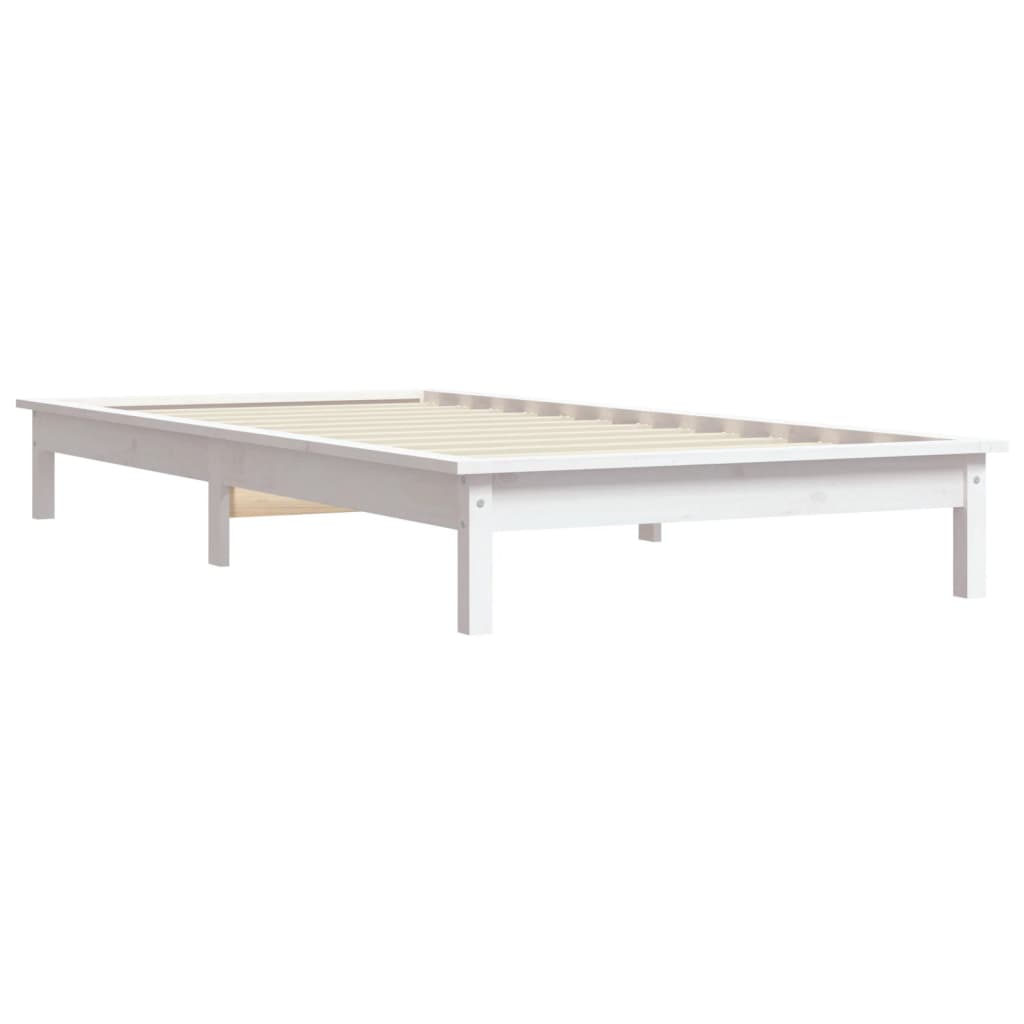 Cadre de lit sans matelas blanc bois massif