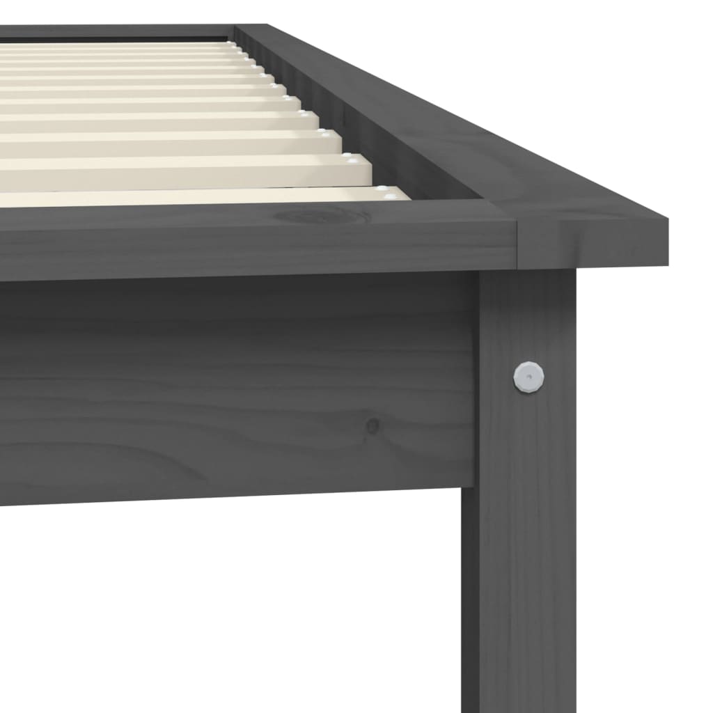 Cadre de lit sans matelas gris bois massif