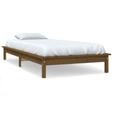 Cadre de lit sans matelas marron miel bois massif