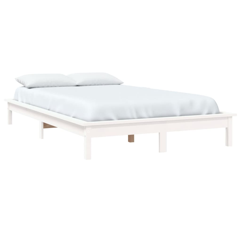 Cadre de lit sans matelas blanc bois massif