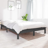 Cadre de lit sans matelas gris bois massif