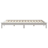 Bed frame without white mattress 140x190 cm solid pine wood