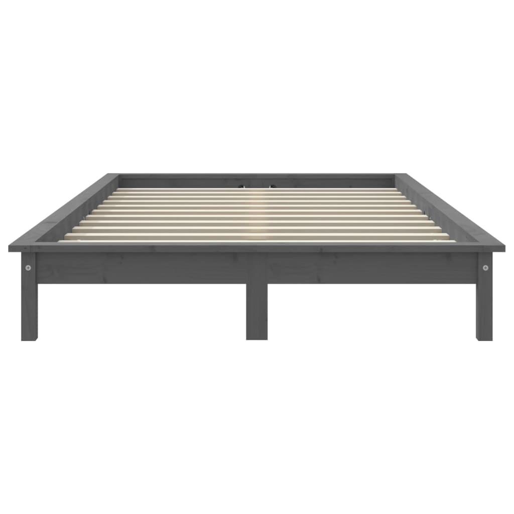 Cadre de lit sans matelas gris 140x190 cm bois de pin massif