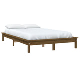 Cadre de lit sans matelas marron miel 140x190 cm bois massif