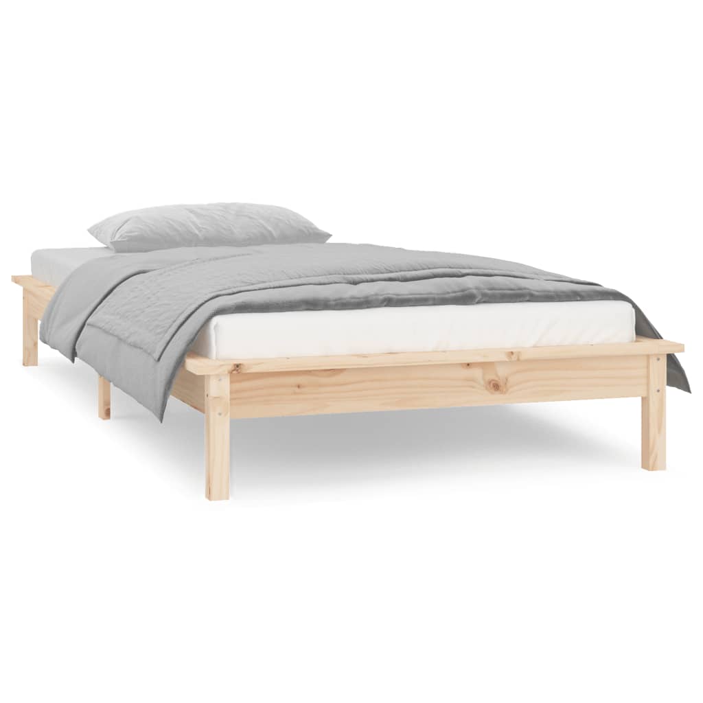 Cadre de lit à LED sans matelas 90x200 cm bois massif