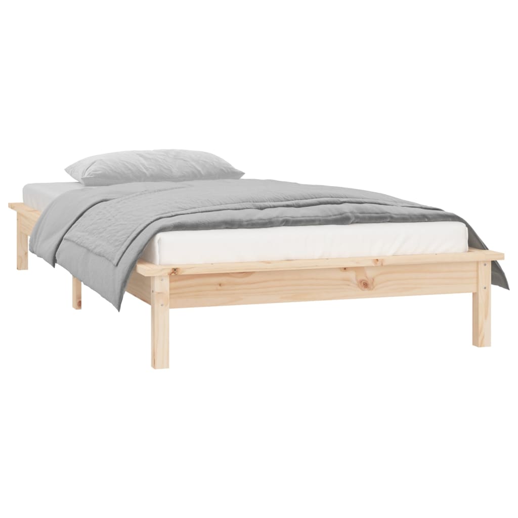 Cadre de lit à LED sans matelas 90x200 cm bois massif