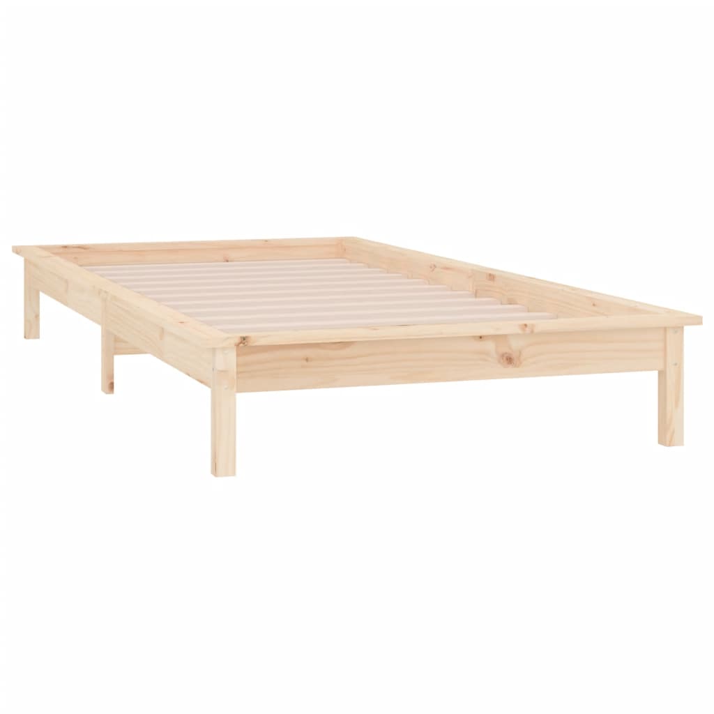 Cadre de lit à LED sans matelas 90x200 cm bois massif