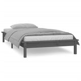 Cadre de lit à LED sans matelas gris 90x200 cm bois massif