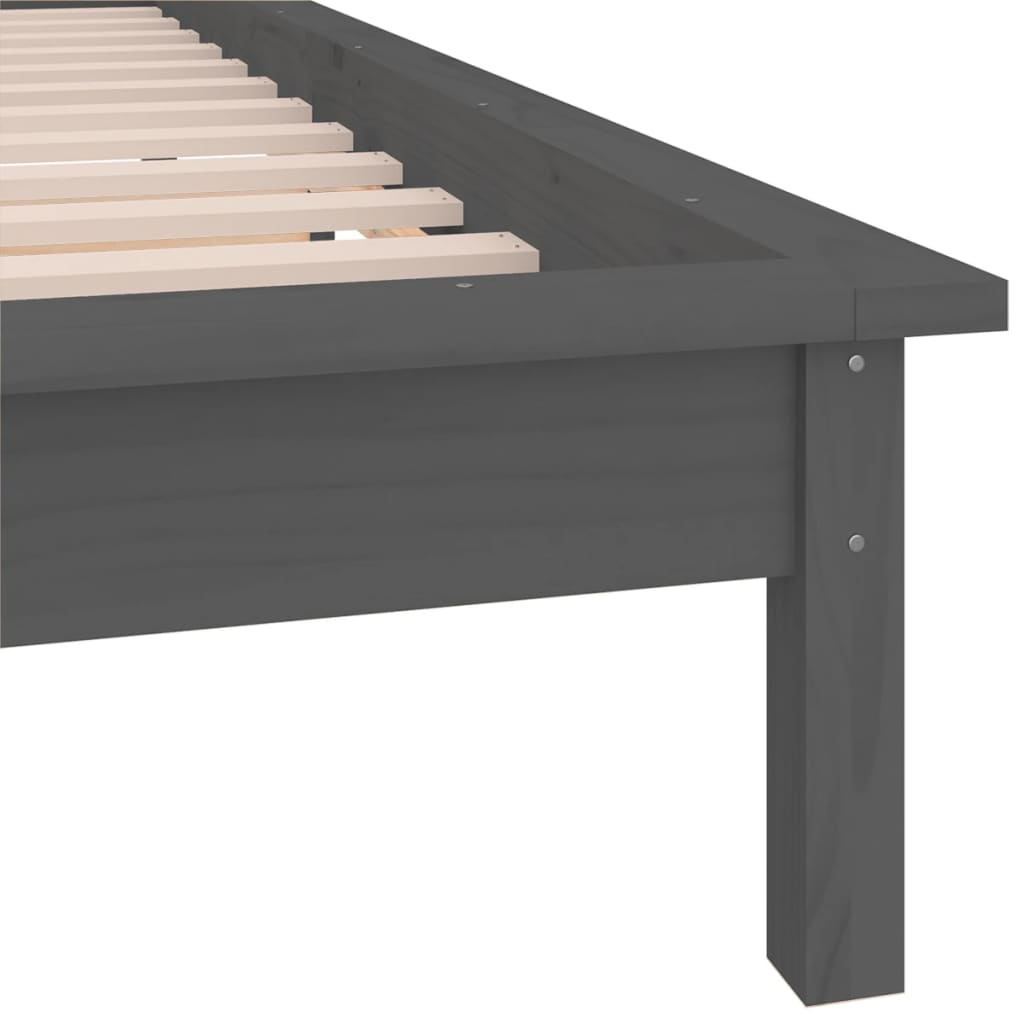 LED bed frame without mattress gray 90x200 cm solid wood