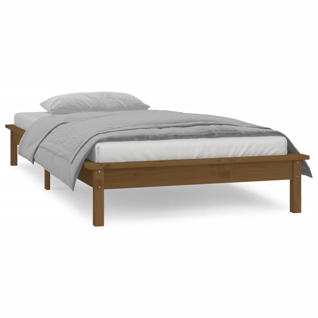 Cadre de lit à LED sans matelas 90x200 cm bois massif