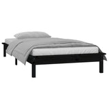 Cadre de lit à LED sans matelas noir 90x200 cm bois massif