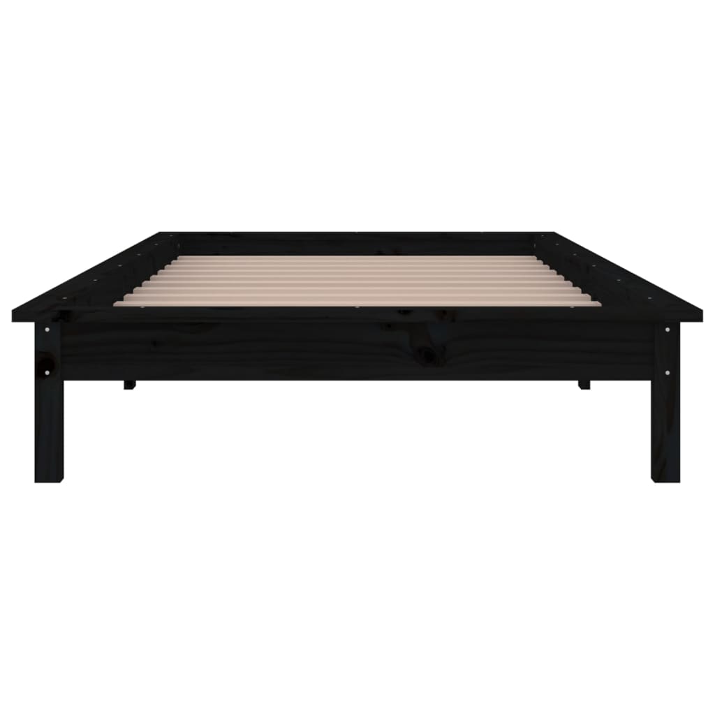 Cadre de lit à LED sans matelas noir 90x200 cm bois massif