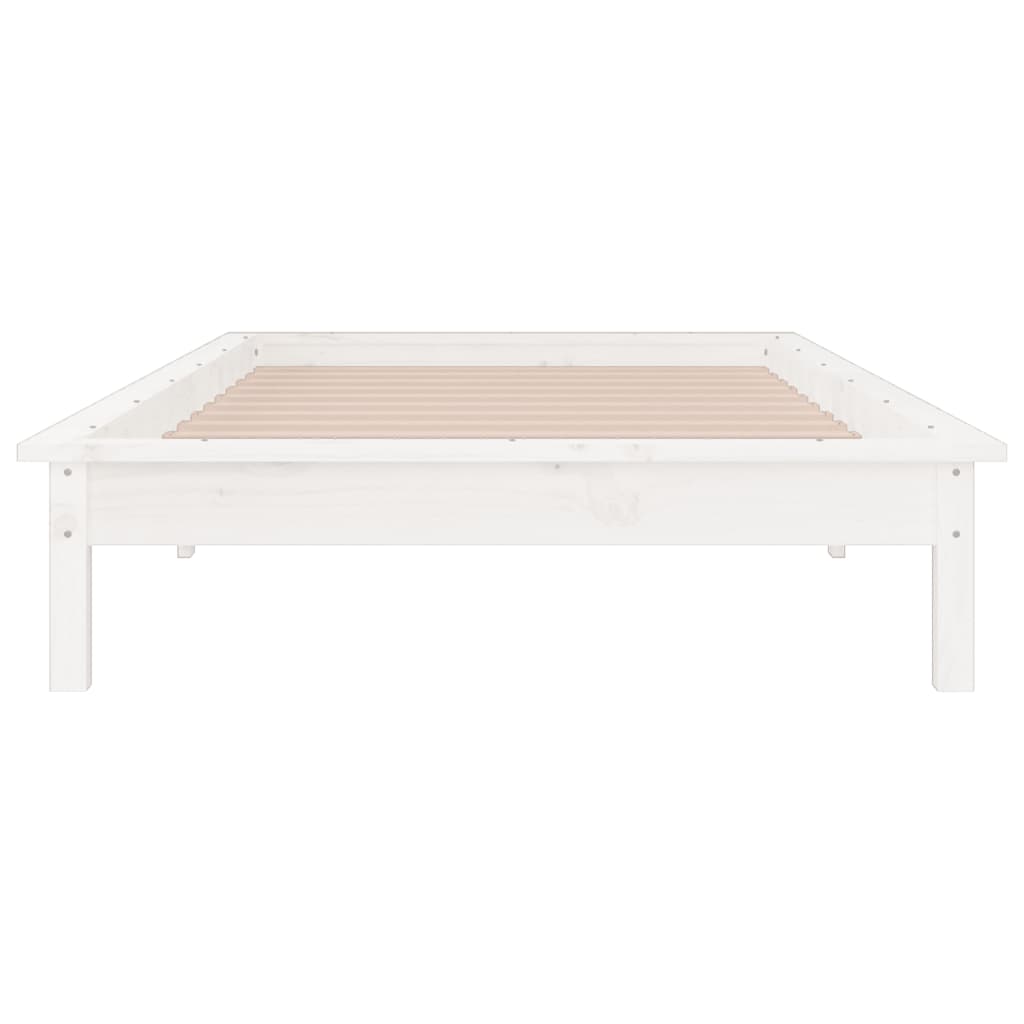 LED bed frame without mattress white 100x200 cm solid wood