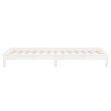 LED bed frame without mattress white 100x200 cm solid wood