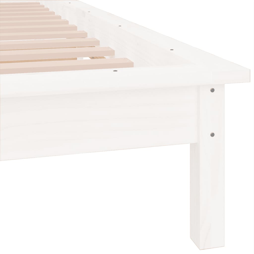 Cadre de lit à LED sans matelas blanc 100x200 cm bois massif